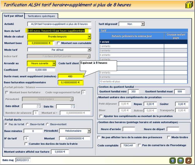 ALSH Tarif horaire