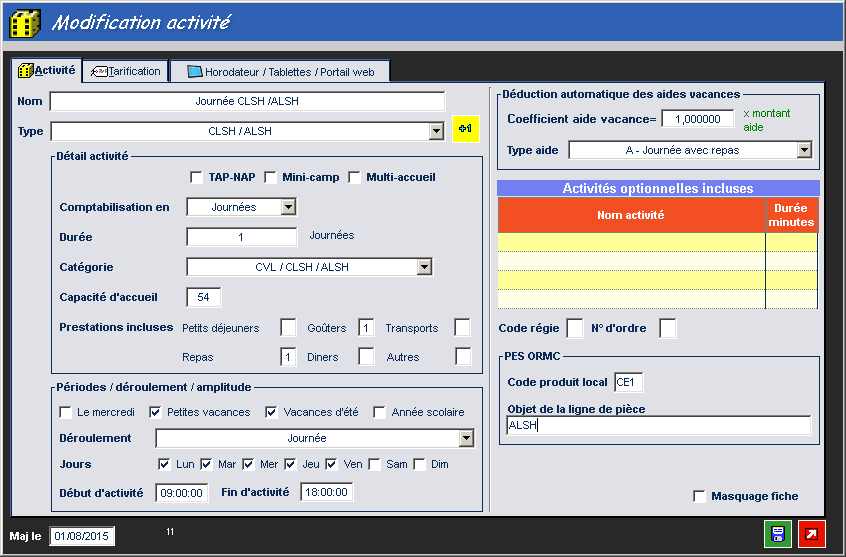 Détail d'une activité