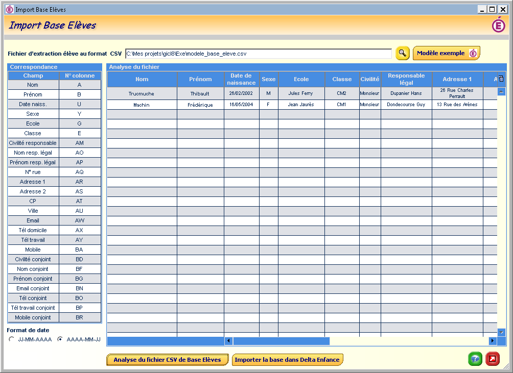 Importation des données de Base Elèves
