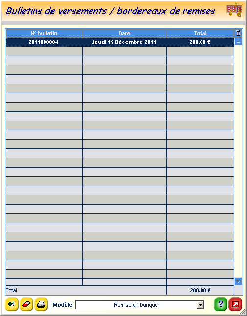 Gestion des bulletins de versements / remises en banque