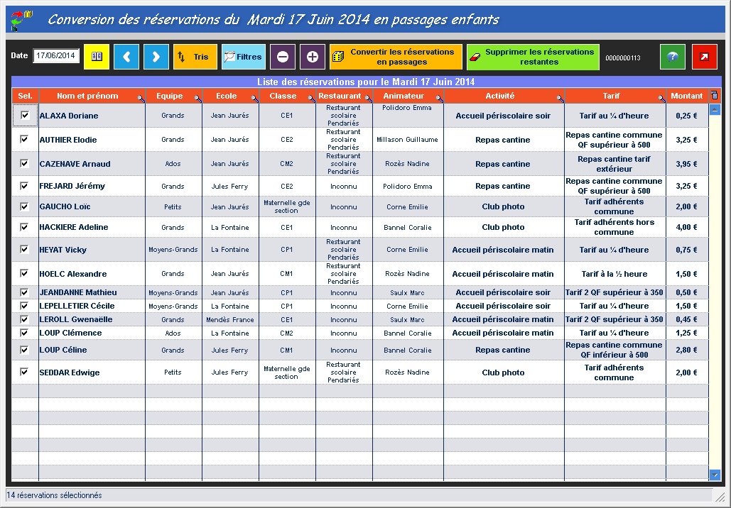 Conversion des réservations en prestations