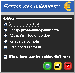 Edition des impayés et des paiements familles