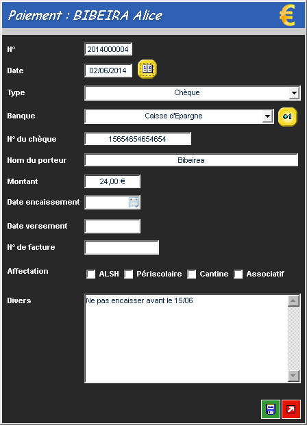 Détail paiement famille