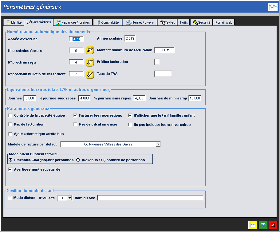 Paramétres comptables