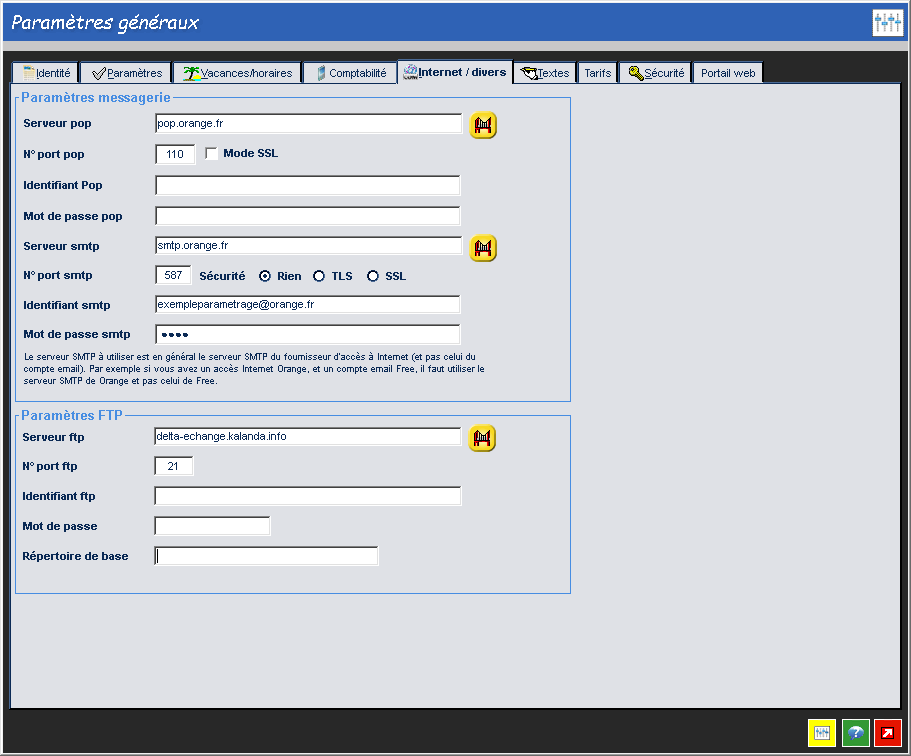 Paramétres Internet