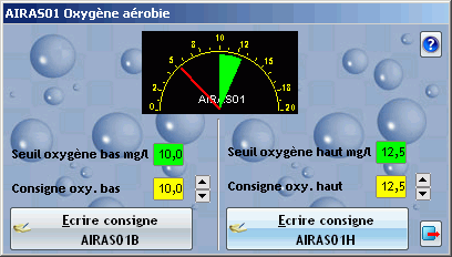 Saisie des consignes oxygène